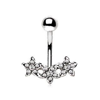 316L Stainless Steel Dainty Triple Flower Navel Ring