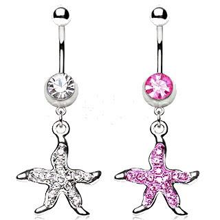 316L Surgical Steel Navel Ring with Starfish Dangle