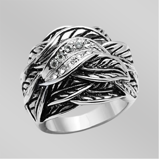 3W063 - Rhodium Brass Ring with Top Grade Crystal  in Clear