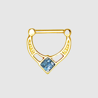 Gold Plated Blue Epoxy Rhombus Septum Clicker