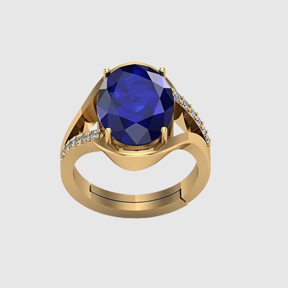 Blue Sapphire Neelam Gold Plated