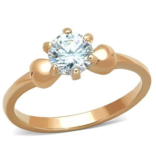 TK1596 - IP Rose Gold Steel Ring with AAA Grade