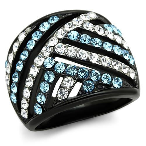 TK1663 - Two-Tone IP Black Ring with Top Grade Crystal