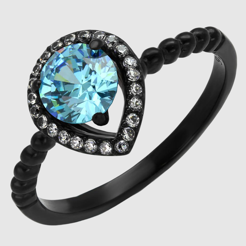 TK2364 - IP Black Ring with AAA Grade CZ