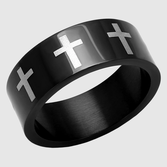 TK2410 - Two-Tone IP Black (Ion Plating) Stainless Steel Ring