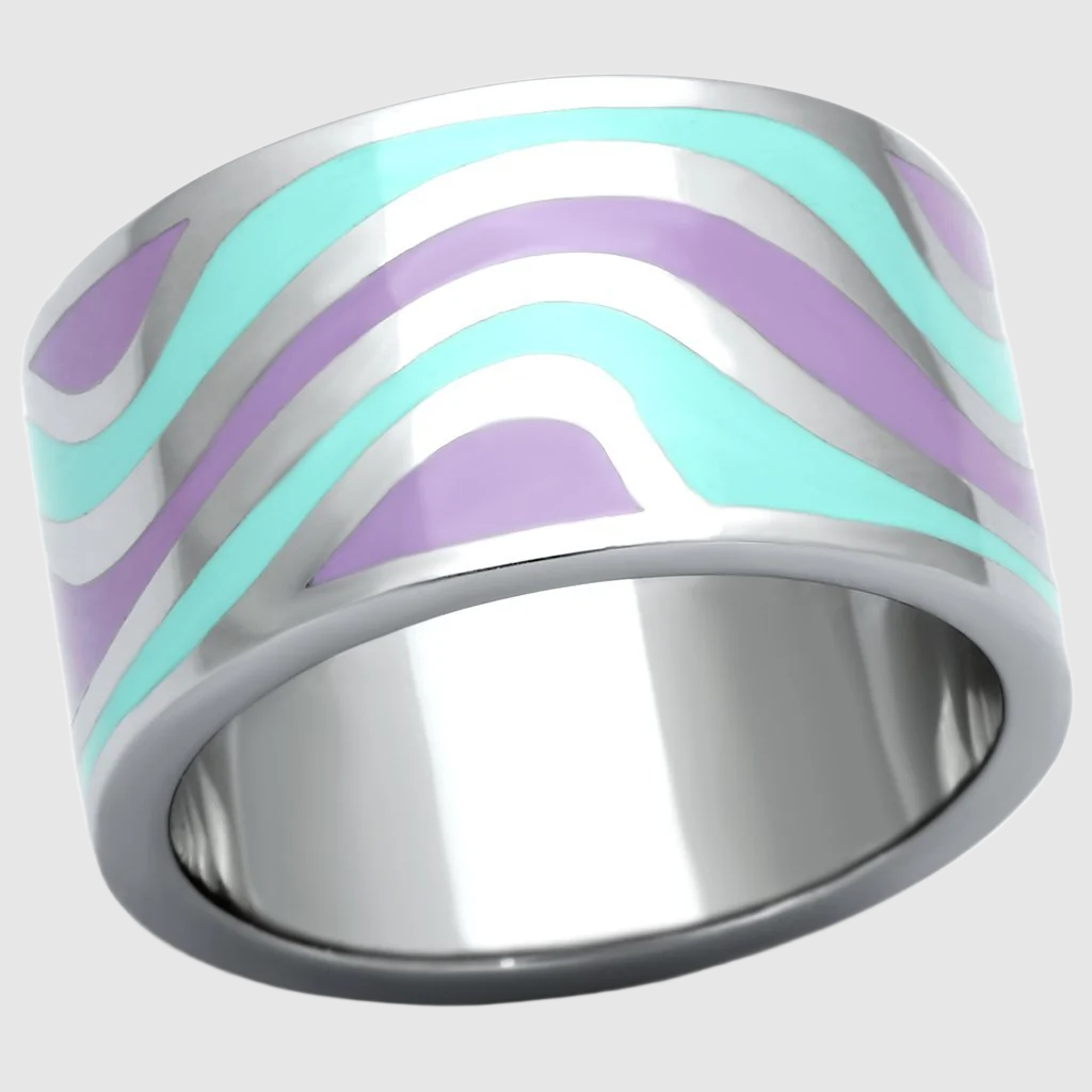 TK840 - High polished Stainless Steel Ring with Epoxy in