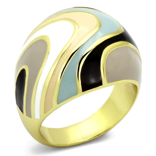 TK870 - IP Gold Stainless Steel Ring with Epoxy in Multi