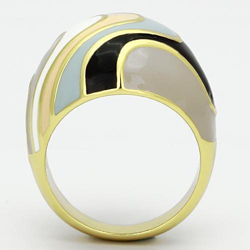 TK870 - IP Gold Stainless Steel Ring with Epoxy in Multi