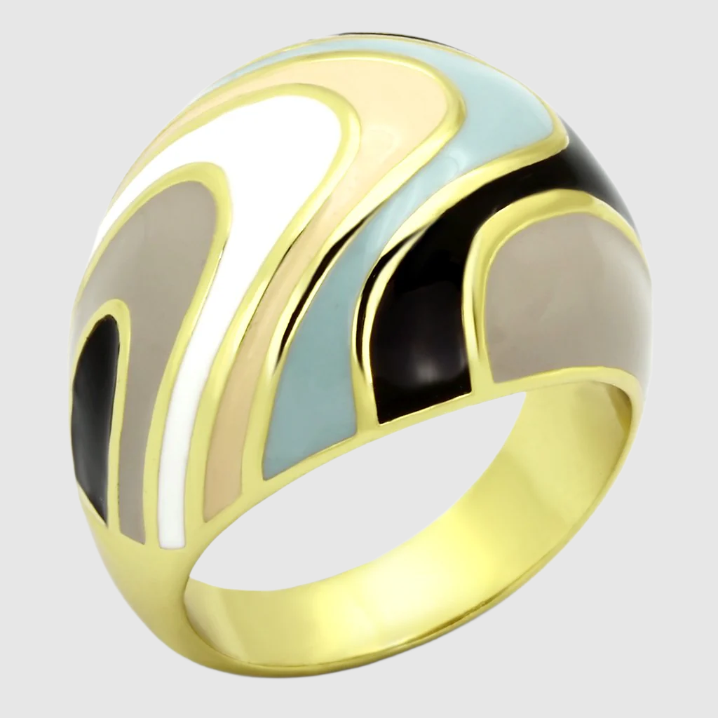 TK870 - IP Gold Stainless Steel Ring with Epoxy in Multi