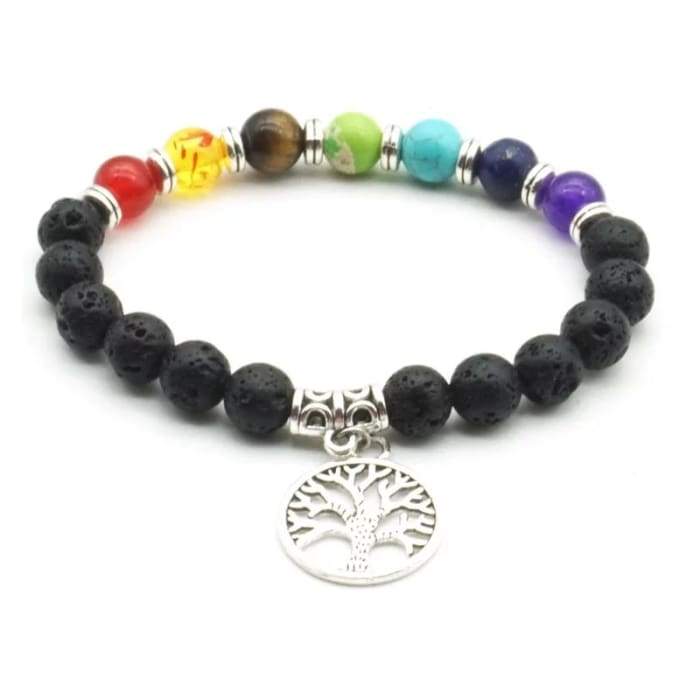 Tree of Life 7 Chakra Essential Oil Large Medallion Bracelet