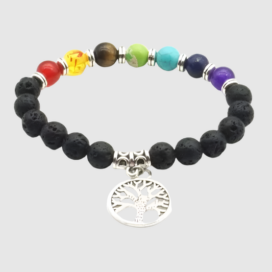 Tree of Life 7 Chakra Essential Oil Large Medallion Bracelet