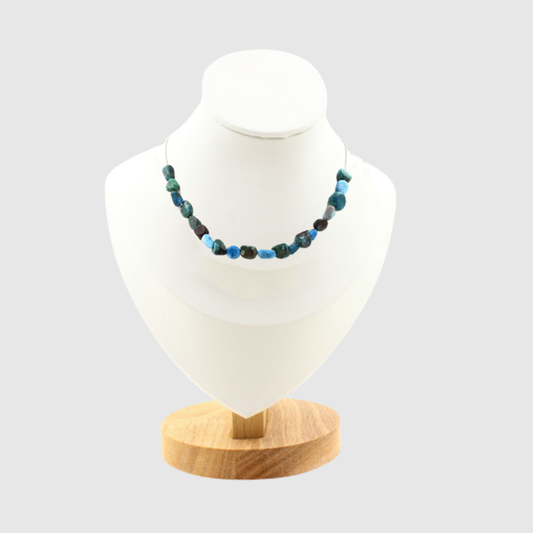 Chrysocolla + Blue Apatite 20 beads Necklace