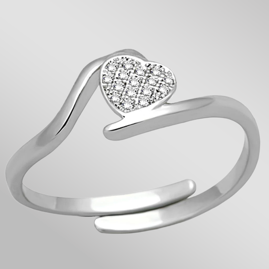 3W464 Rhodium Brass Ring with AAA Grade CZ in