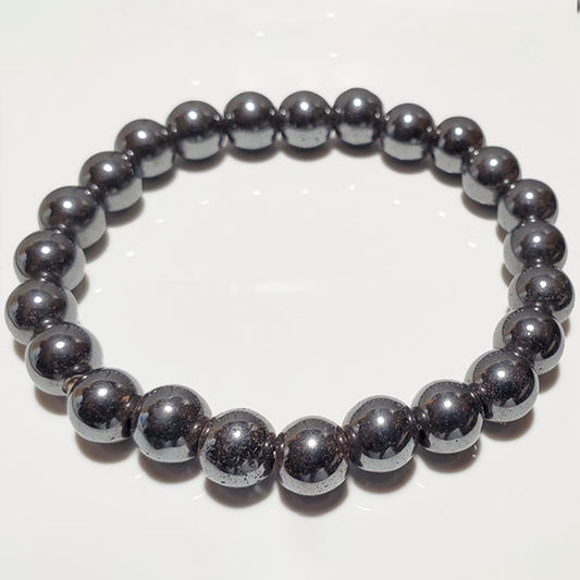 8mm Hematite Beaded Elastic Stretch Bracelet