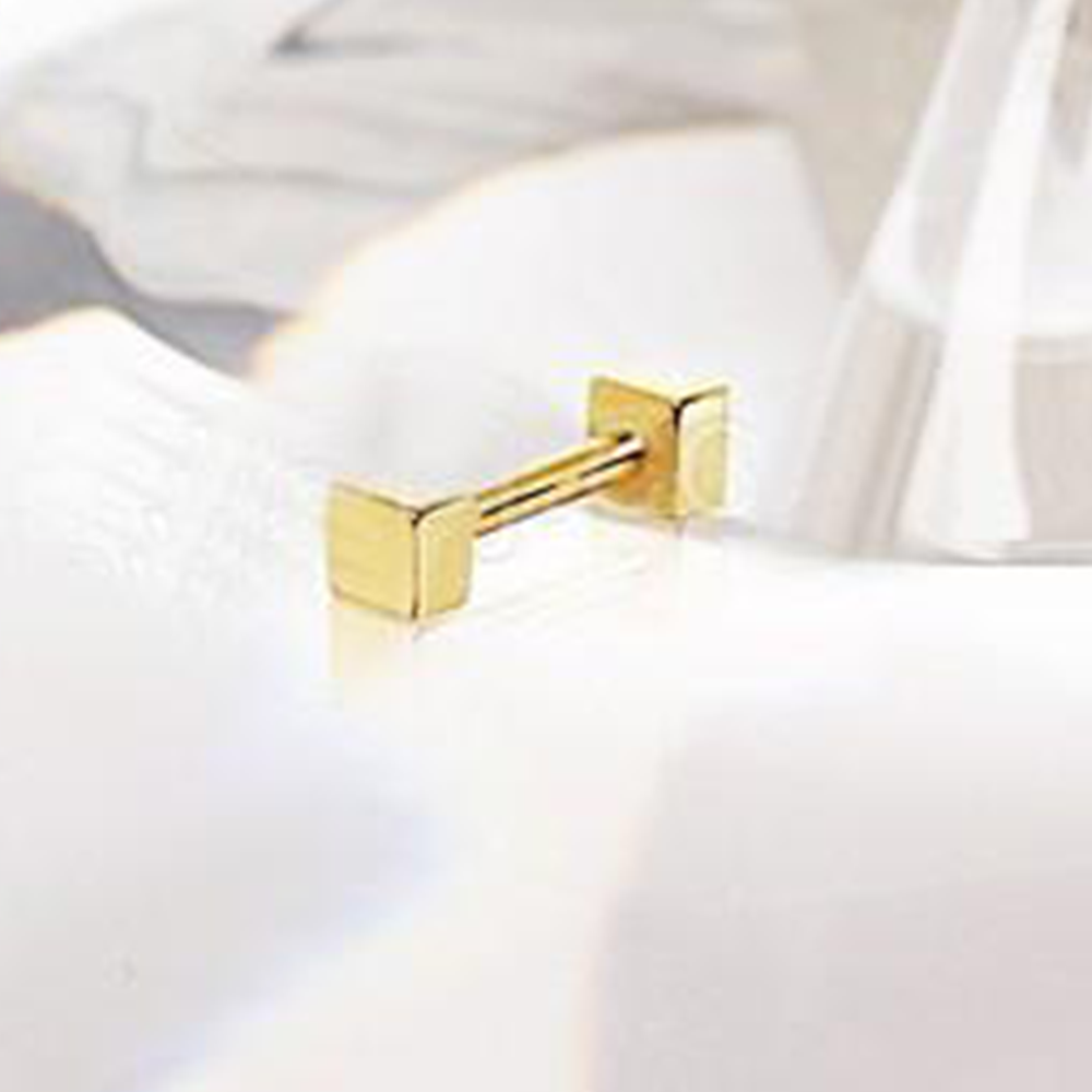 14Kt Yellow Gold Cubed Cartilage Earring