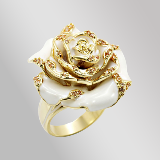 Rosette Ring with AAA Grade CZ  in Champagne