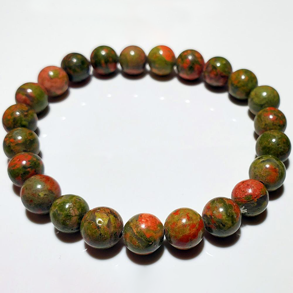 8mm Unakite Beaded Elastic Stretch Bracelet