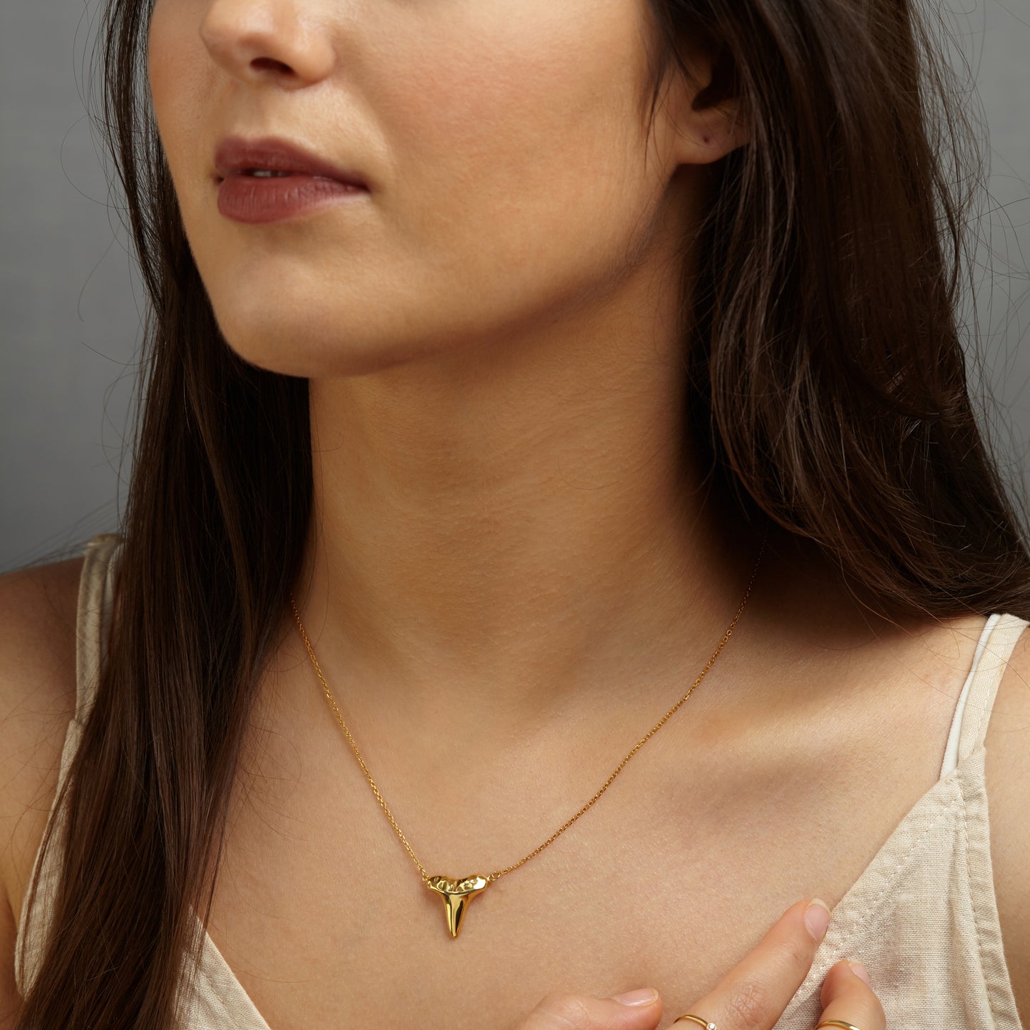 Gold Shark Tooth Necklace Layer Bolo Necklace