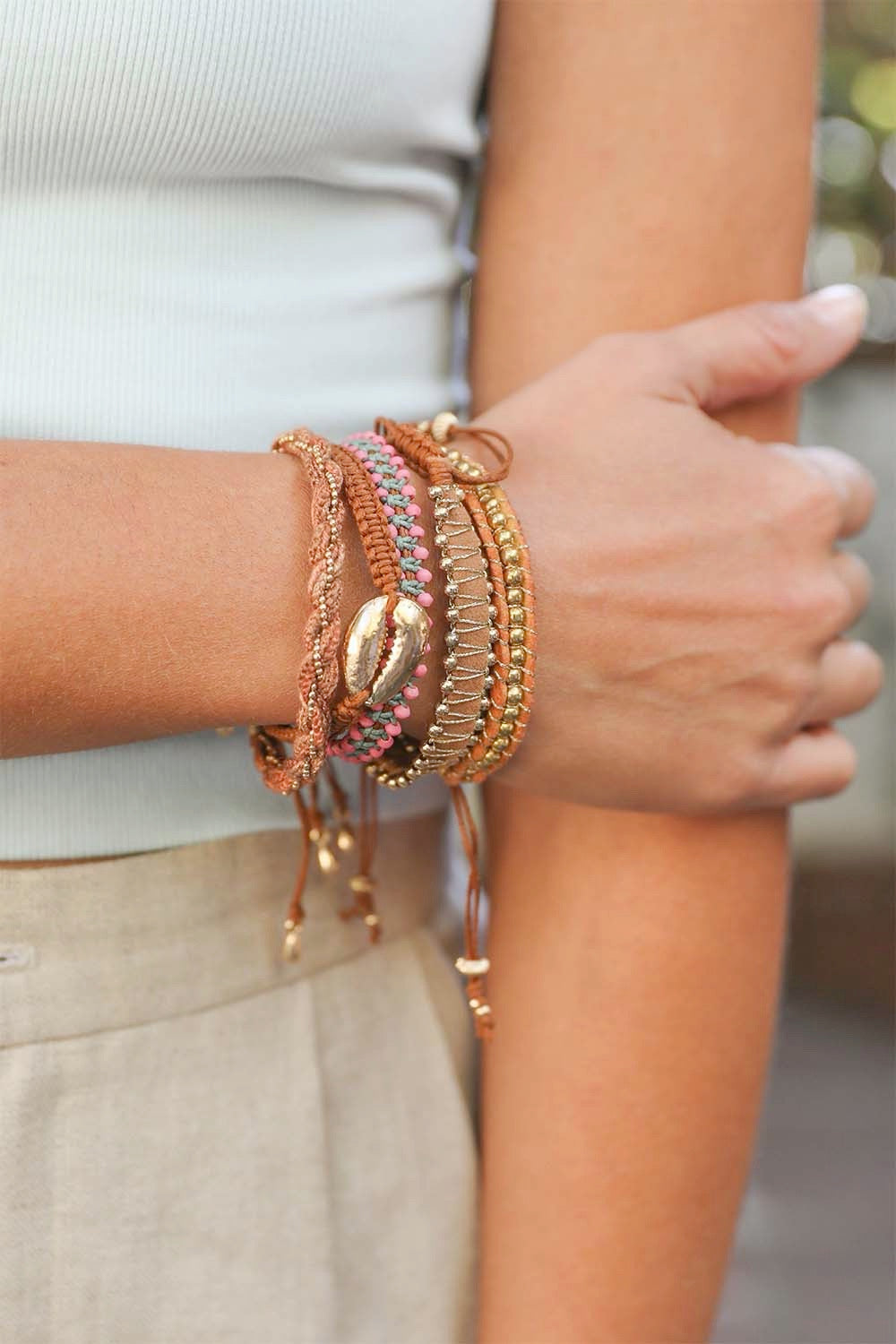 Woven Stackable Beaded Bracelet