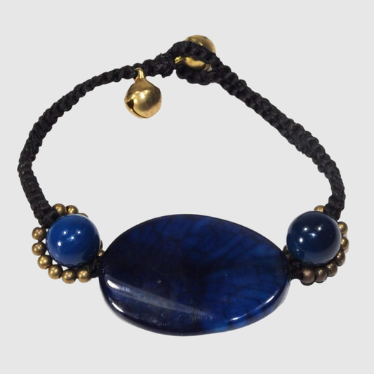 Blue Agate Slice & Rounds Bracelet