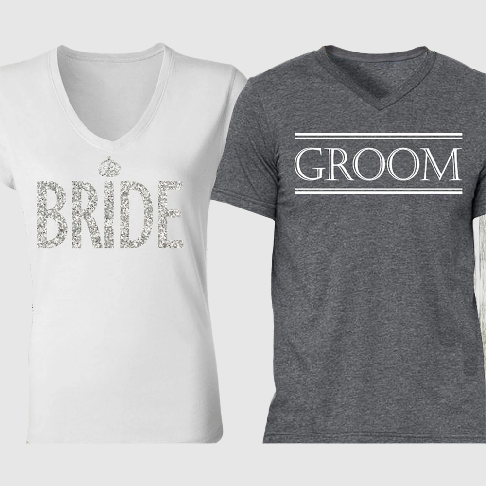 White Bride Shirt + Gray Groom Shirt SPECIAL DEAL