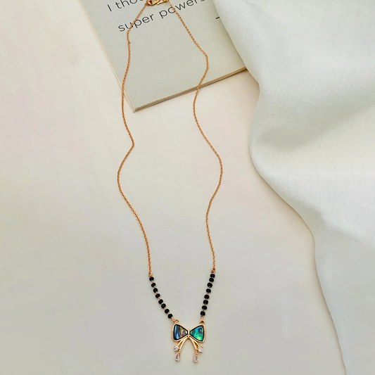 Minimal RoseGold Plated American Diamond Bow Mangalsutra