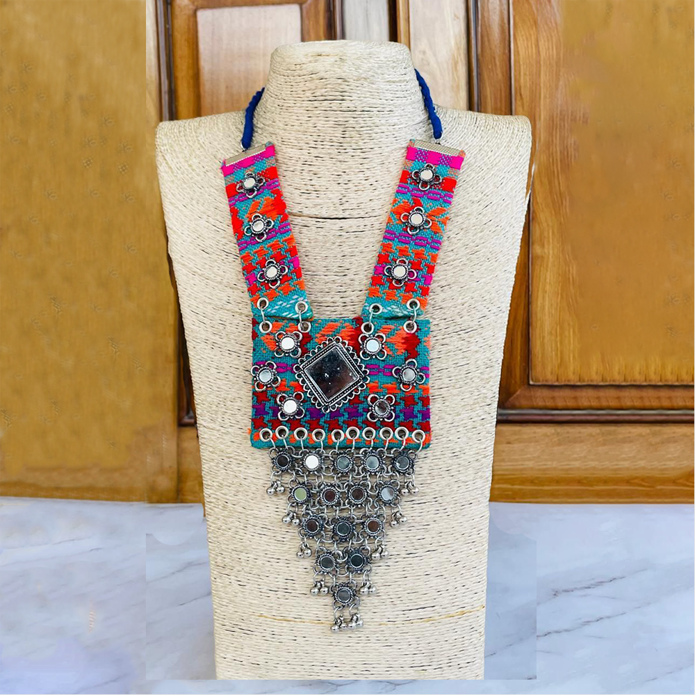 Oxidise Beads Fabric Necklace